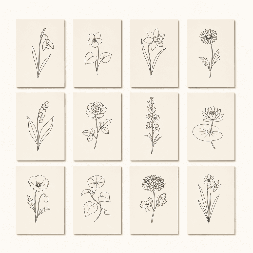 Minimalist Birth Flower SVG Bundle
